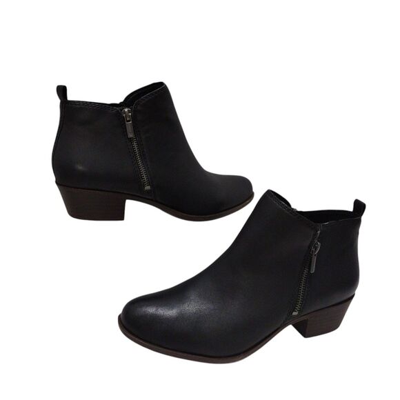 Lucky Brand 9.5W LK-BASEL Black Glove Nappa Side-Zip Ankle Bootie Boots NIB - Picture 2 of 16